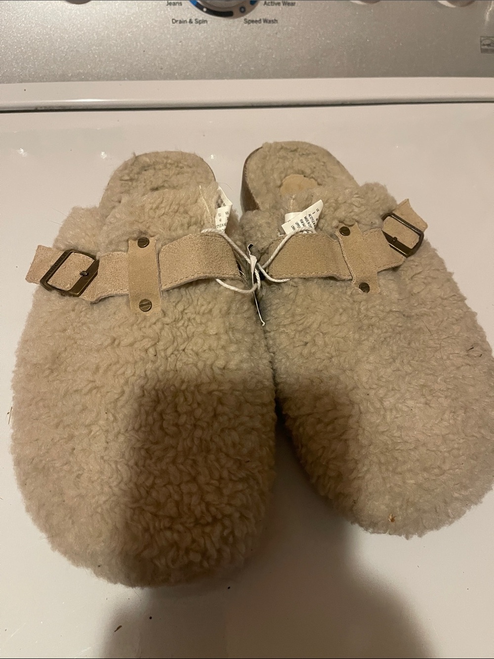 Birkenstock Kids Shearling-Lined Slip-On Clogs in Beige